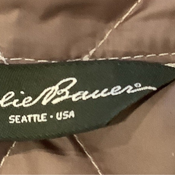 Eddie Bauer EB550 Jacket Goose Down Quilted Gray Jacket Size Large Snap Closure - Picture 12 of 16